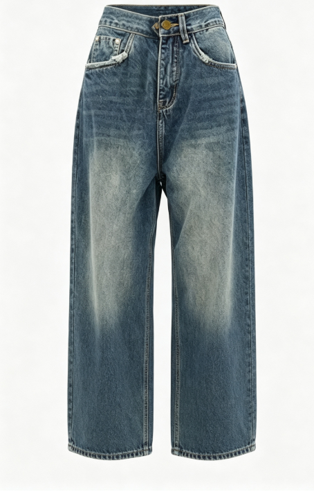Women Baggy Jeans Mid-Low Waist Boyfriend Streetwear Vintage Jeans Wide Leg Denim Pants