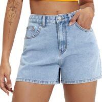 2026 Women's Basic Washed Stretch Solid Color Denim Summer Hot Pants, Casual Denim Shorts