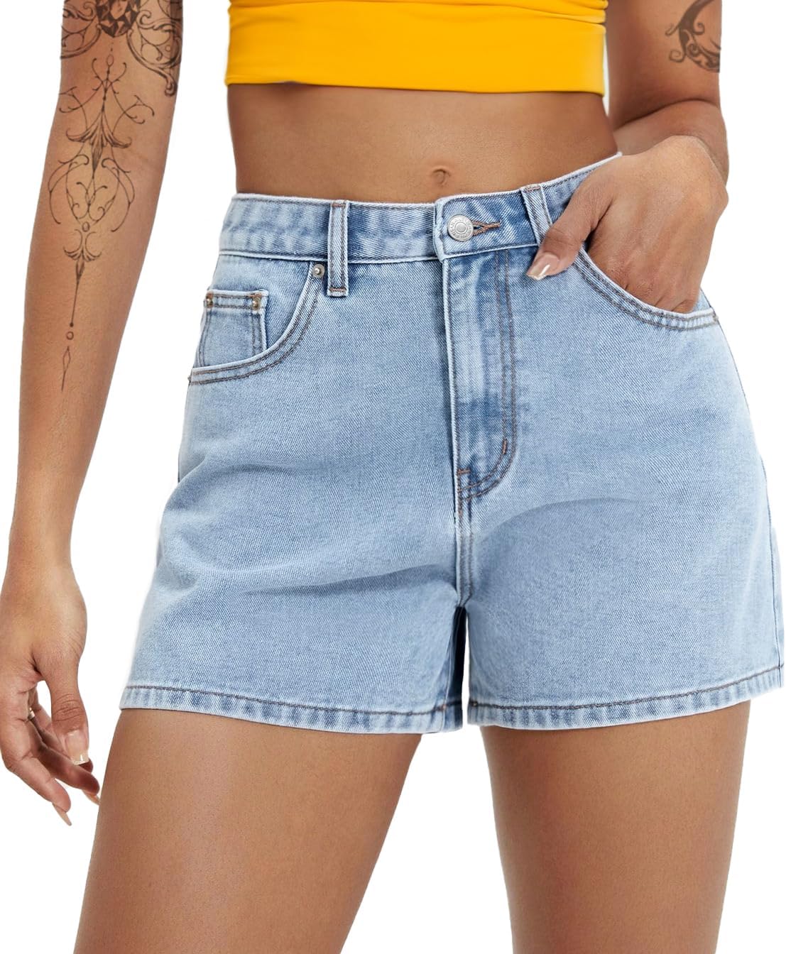 2026 Women's Basic Washed Stretch Solid Color Denim Summer Hot Pants, Casual Denim Shorts