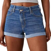 Women's Jean Shorts High Waisted Stretchy Casual Rolled Hem Denim Shorts